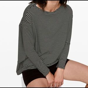 Back in action long sleeve black and white stripe size 8